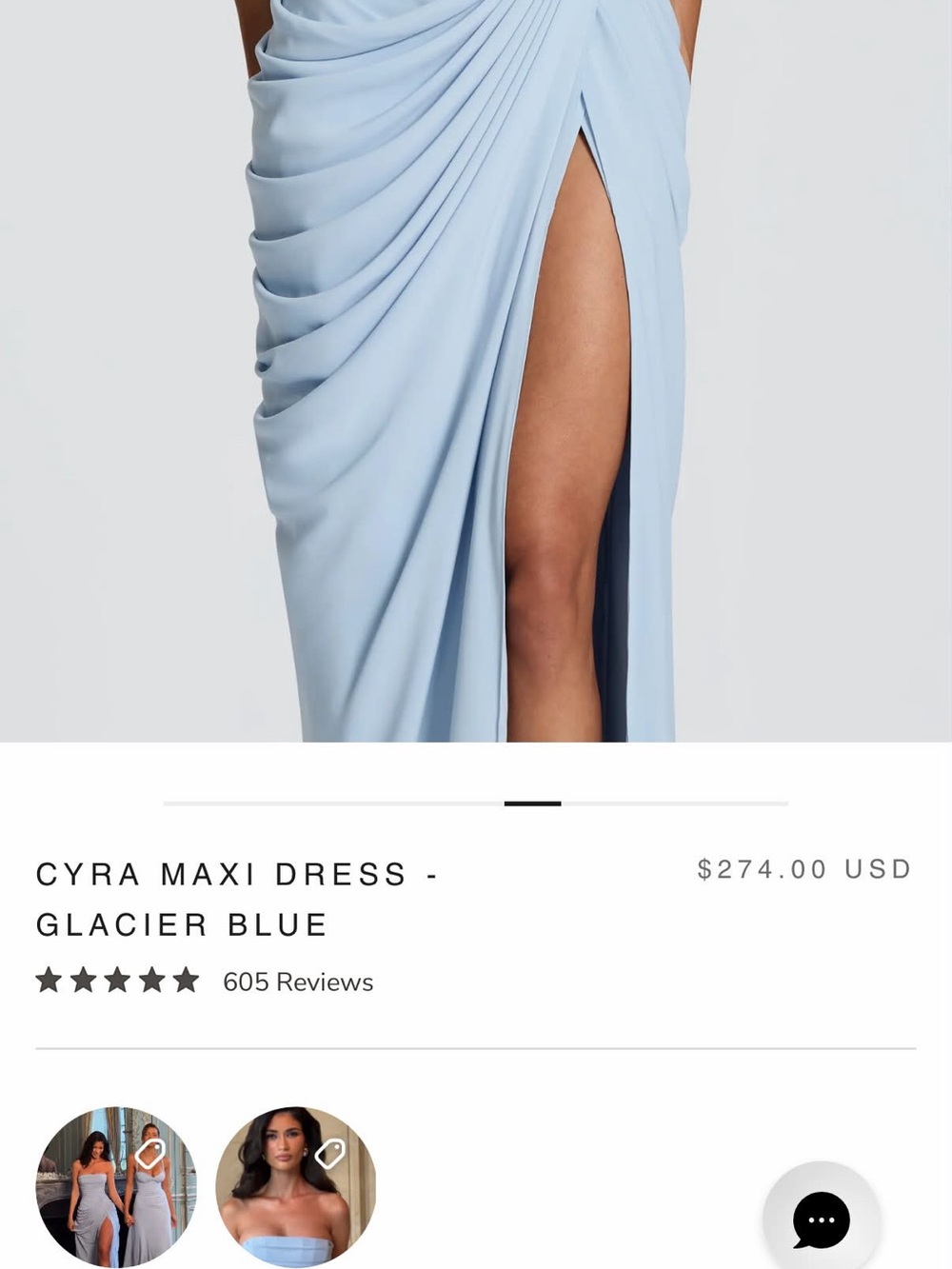 Strapless Light Blue Draped Evening Dress with High Slit - Picture 9 of 9